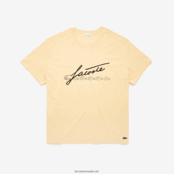 Lacoste tricou cu imprimeu cu semnătură xl 0H6PD4849 bărbați galben hbz