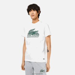 Lacoste tricou cu imprimeu din jerseu de bumbac 0H6PD463 bărbați alb 001