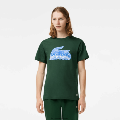 Lacoste tricou cu imprimeu din jerseu de bumbac 0H6PD465 bărbați verde 132