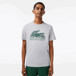 Lacoste tricou cu imprimeu din jerseu de bumbac 0H6PD466 bărbați grey chine cca