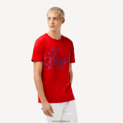 Lacoste tricou cu imprimeu sport x novak djokovic 0H6PD4604 bărbați roșu 240