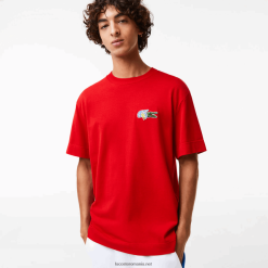 Lacoste tricou cu insignă cu efect comic, în formă relaxată 0H6PD4744 bărbați roșu 240