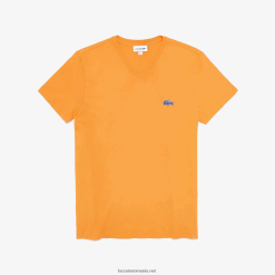 Lacoste tricou cu mânecă scurtă în formă regulată 0H6PD4669 bărbați portocaliu 6rb