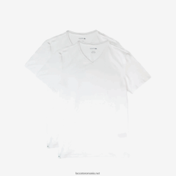 Lacoste tricou de lounge din bumbac cu decolteu în V pachet de 2 0H6PD41623 bărbați alb 001