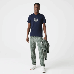 Lacoste tricou din bumbac cu branding crocodil 0H6PD41580 bărbați bleumarin 166
