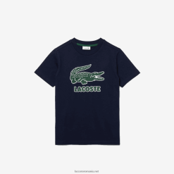 Lacoste tricou din bumbac cu logo vintage decolteu 0H6PD43152 băieți bleumarin 166