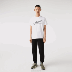 Lacoste tricou din bumbac, cu semnătură și imprimeu crocodil 0H6PD4761 bărbați alb 001