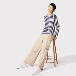 Lacoste tricou din bumbac jerseu cu dungi 0H6PD42559 femei negru/alb hhw