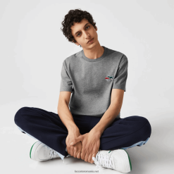 Lacoste tricou din bumbac organic crocodili colorati cu decolteu 0H6PD4921 bărbați chine gri 1vq