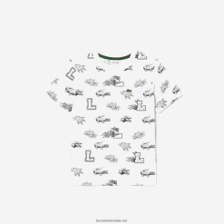Lacoste tricou din bumbac organic cu imprimeu personalizat 0H6PD43136 copii alb 001