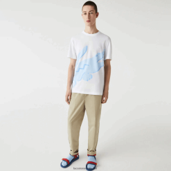 Lacoste tricou din bumbac organic elastic cu imprimeu crocodil 0H6PD4637 bărbați alb 001