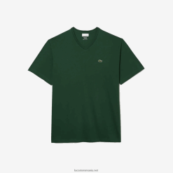 Lacoste tricou din jerse cu decolteu în V 0H6PD4717 bărbați verde 132