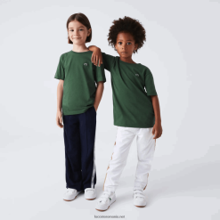 Lacoste tricou din jerseu de bumbac cu decolteu ras 0H6PD43149 copii verde 5hx