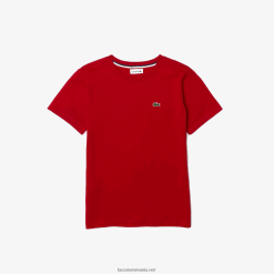 Lacoste tricou din jerseu de bumbac cu decolteu ras 0H6PD43178 copii gaina rosie