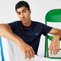Lacoste tricou din jerseu de bumbac cu pete cu culoare normală 0H6PD4750 bărbați bleumarin 7cg