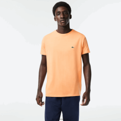 Lacoste tricou din jerseu de bumbac pima decolteu 0H6PD462 bărbați portocaliu deschis heb