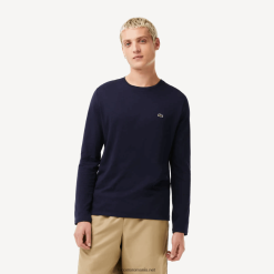 Lacoste tricou din jerseu de bumbac pima decolteu 0H6PD4688 bărbați bleumarin 166