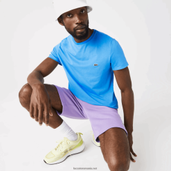 Lacoste tricou din jerseu de bumbac pima decolteu 0H6PD4767 bărbați albastru 4x