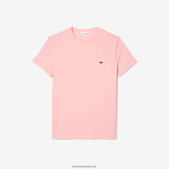 Lacoste tricou din jerseu de bumbac pima decolteu 0H6PD490 bărbați roz kf9