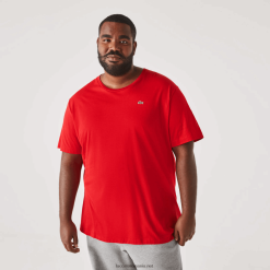 Lacoste tricou din jerseu de bumbac xl cu gât crew 0H6PD4756 bărbați roșu 240