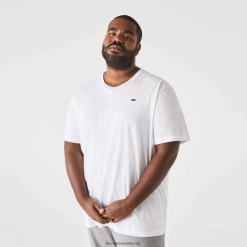 Lacoste tricou din jerseu de bumbac xl cu gât crew 0H6PD4758 bărbați alb 001