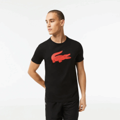Lacoste tricou din jerseu respirabil cu crocodil cu imprimeu 3d sport 0H6PD499 bărbați negru roșu bzj