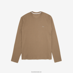 Lacoste tricou lounge cu maneca lunga 0H6PD4263 bărbați maro deschis hja