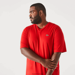 Lacoste Tricou polo din bumbac, cu decolteu în V, cu culoare normală (mărime plus) 0H6PD4709 bărbați roșu 240