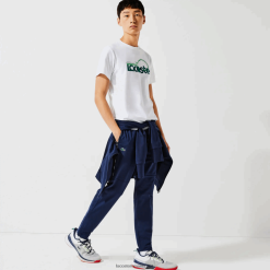 Lacoste tricou respirabil cu imprimeu tenis sport cu decolteu 0H6PD4792 bărbați alb verde v7e