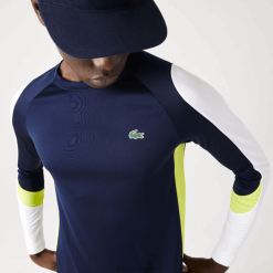 Lacoste tricou sport tenis 0H6PD4754 bărbați bleumarin galben alb 692